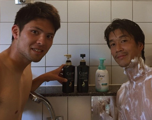 クラブハウスの浴室に常備されており、和田選手、上形選手＆岡﨑選手もとってもスッキリした表情です！