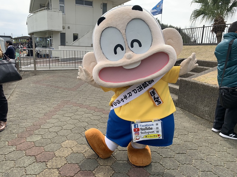 試合会場まで都城市PRキャラクター兼PR部長の「ぼんちくん」が駆けつけてくれました！